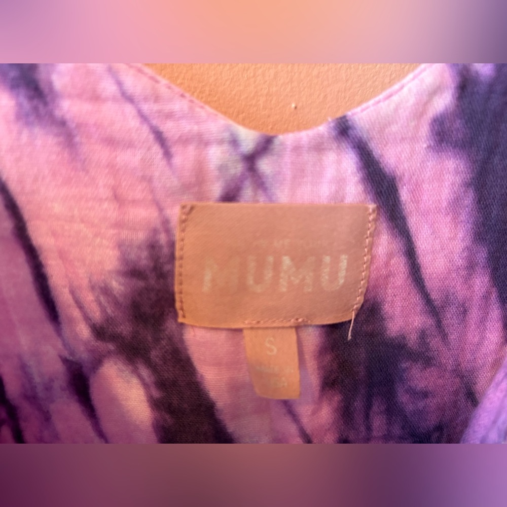 Show Me Your Mumu Weekend Mini Dress in purple tie, pockets, oversized fit Sz S - Picture 5 of 9